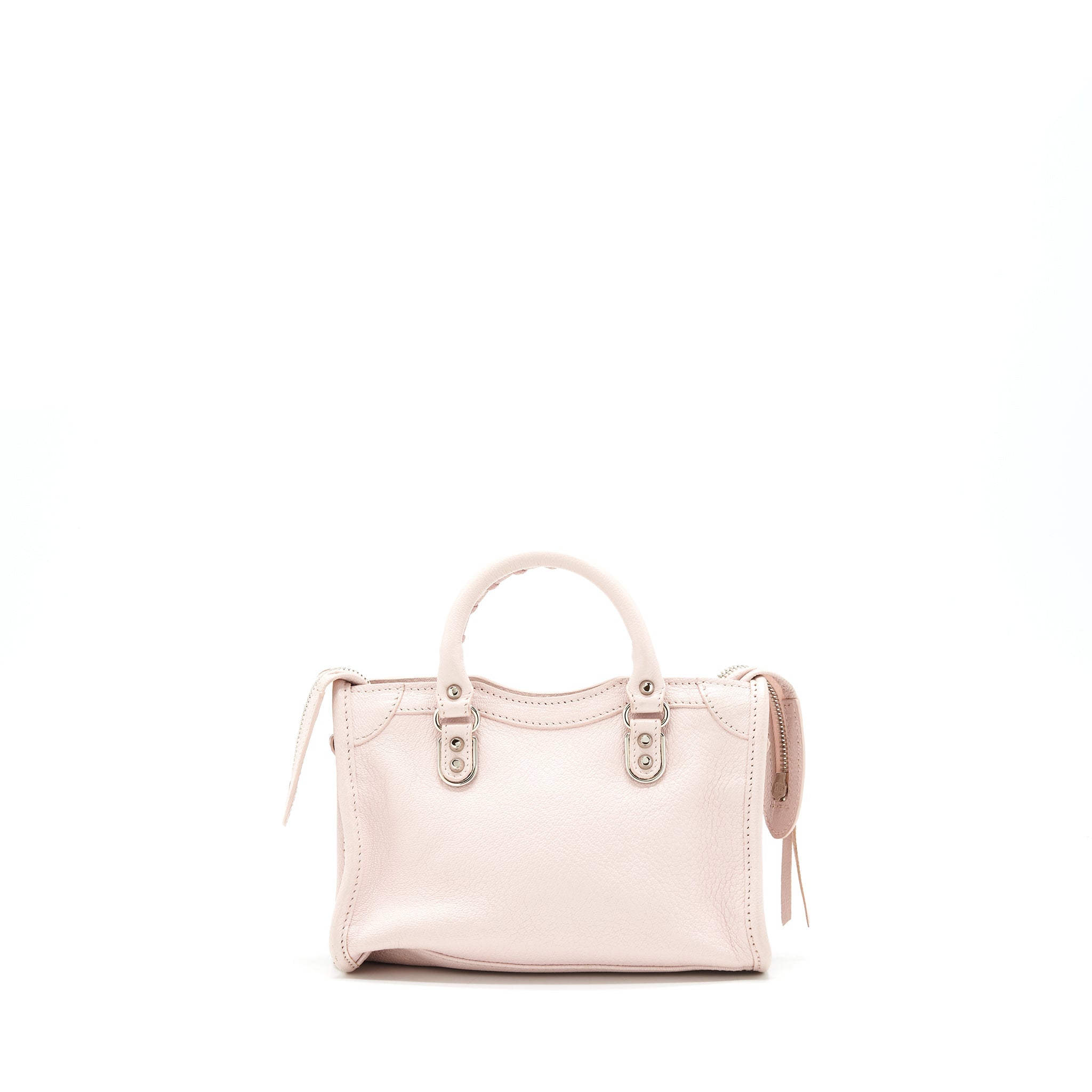 BALENCIAGA NANO CLASSIC METALLIC EDGE CITY BAG LIGHT PINK SHW
