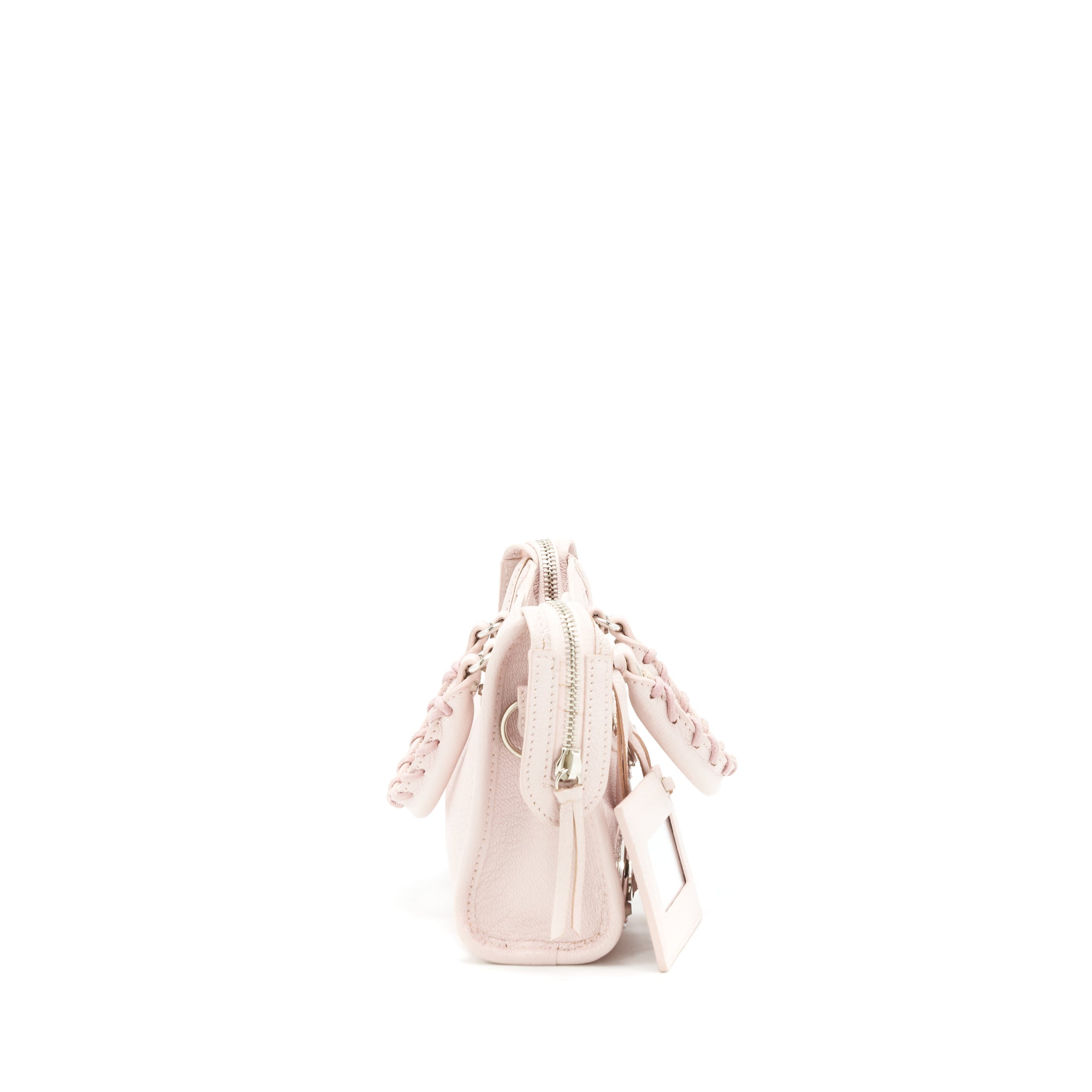 BALENCIAGA NANO CLASSIC METALLIC EDGE CITY BAG LIGHT PINK SHW