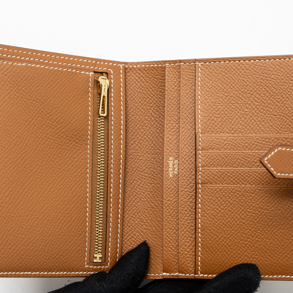 HERMES BEARN COMPACT WALLET EPSOM GOLD GHW