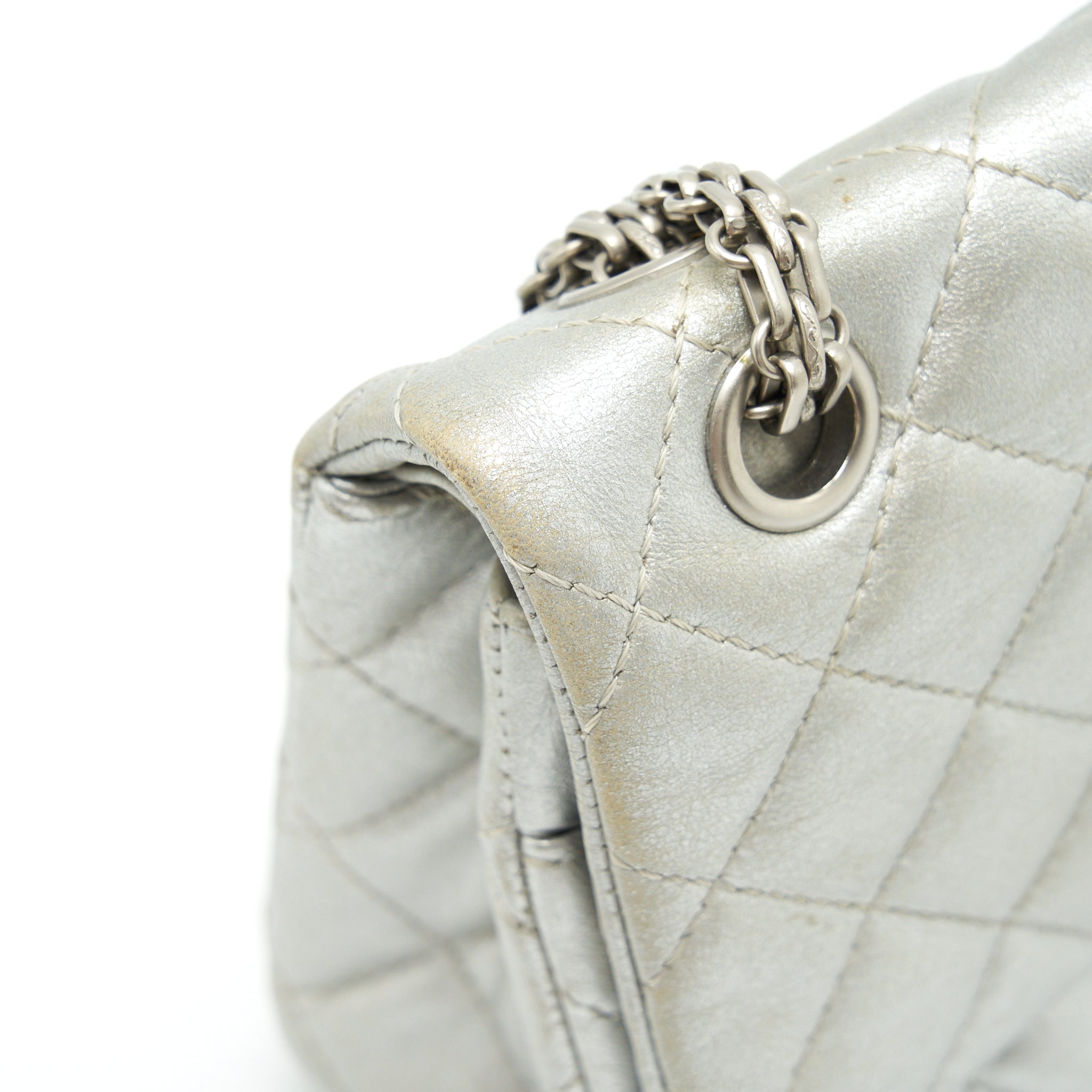 CHANEL REISSUE 2.55 226 DOUBLE FLAP BAG LAMBSKIN SILVER SHW