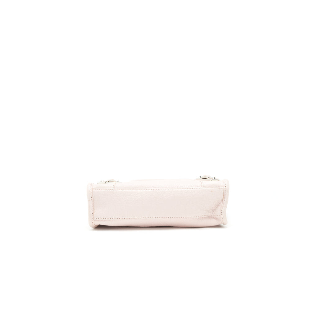 BALENCIAGA NANO CLASSIC METALLIC EDGE CITY BAG LIGHT PINK SHW