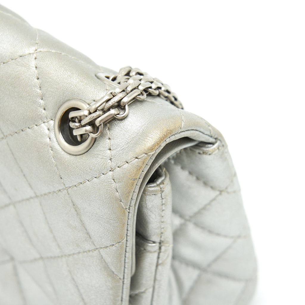 CHANEL REISSUE 2.55 226 DOUBLE FLAP BAG LAMBSKIN SILVER SHW