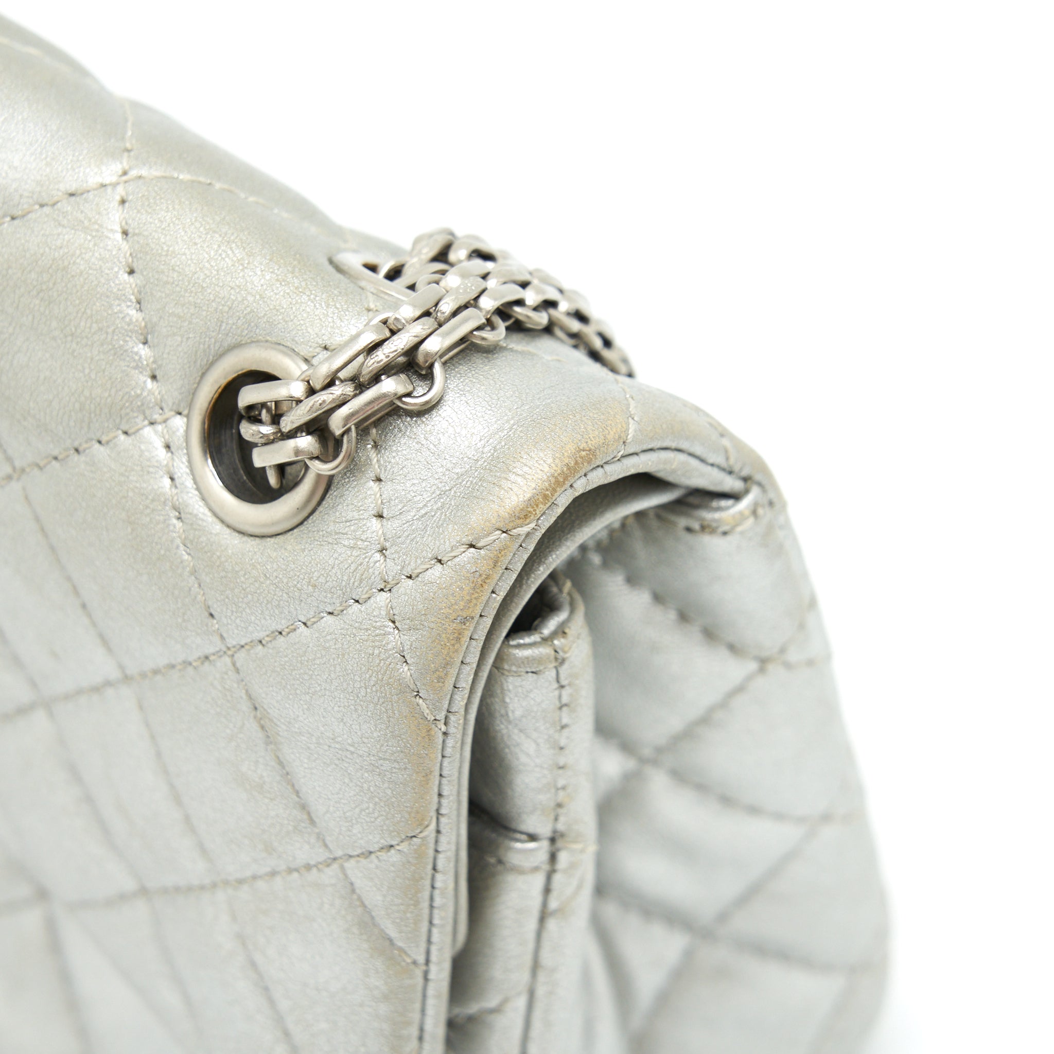 CHANEL REISSUE 2.55 226 DOUBLE FLAP BAG LAMBSKIN SILVER SHW