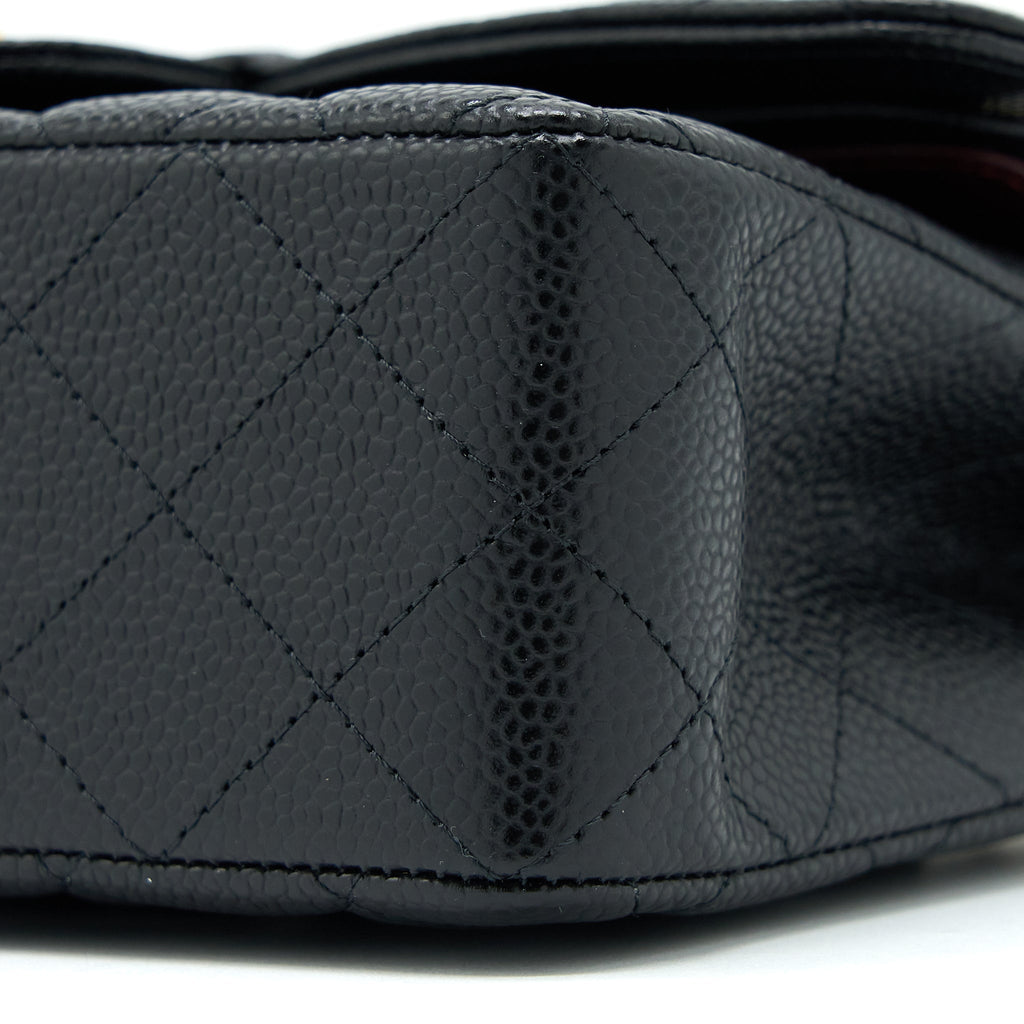 CHANEL SMALL CLASSIC DOUBLE FLAP BAG CAVIAR BLACK GHW (MICROCHIP)