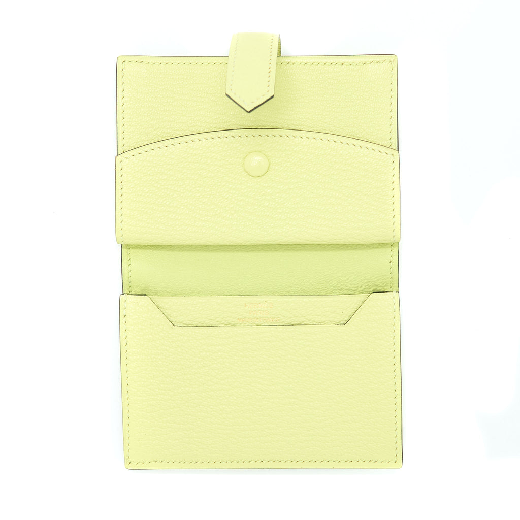 HERMES BEARN COMPACT WALLET CHEVRE MYSORE R9 JAUNE BOURGE GHW