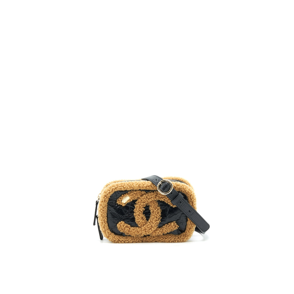 CHANEL CC MANIA WAIST BAG SHEARLING AND SHINY CRUMPLED SHEEPSKIN SMALL