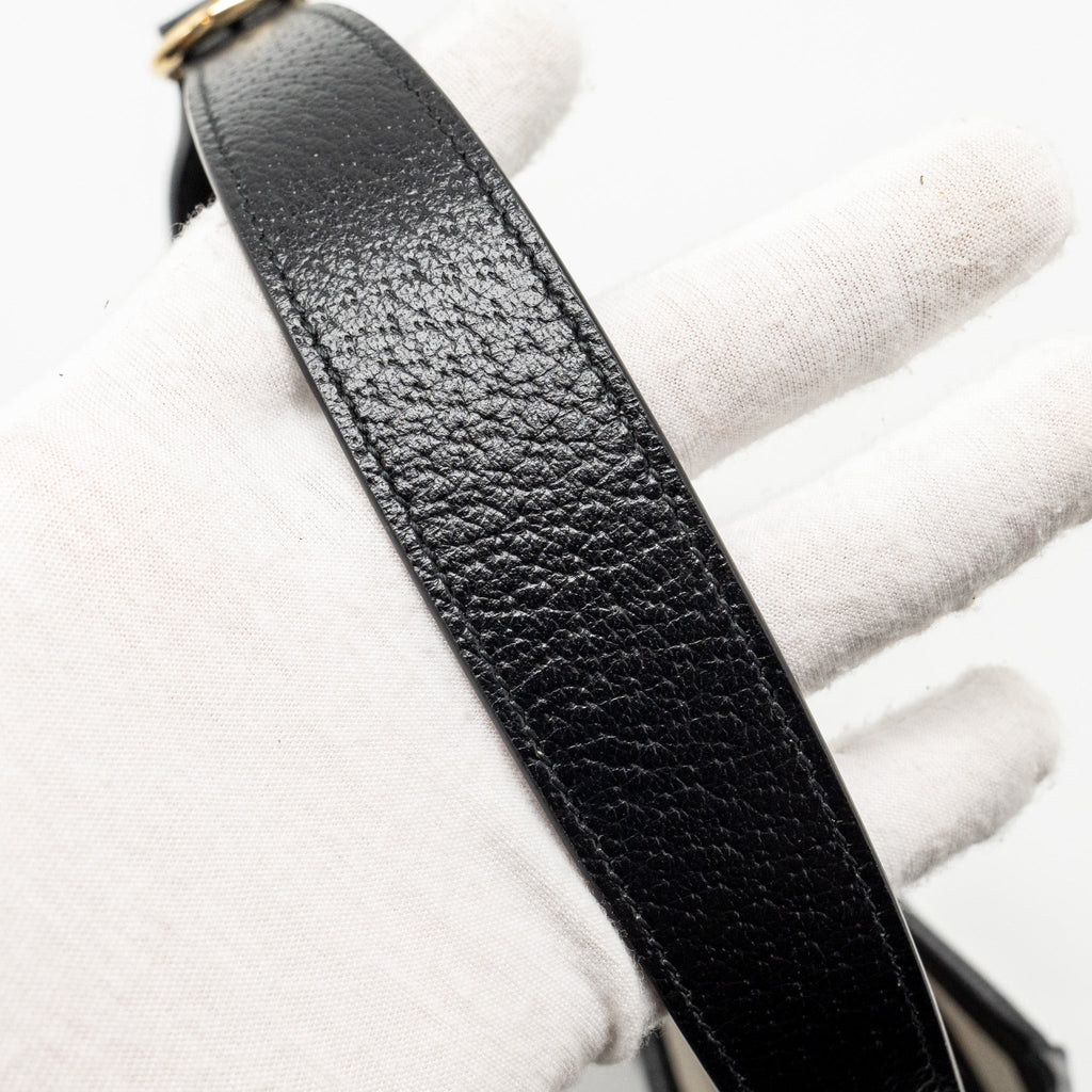 GUCCI JACKIE 1961 SMALL SHOULDER BAG DENIM/LEATHER BLACK GHW