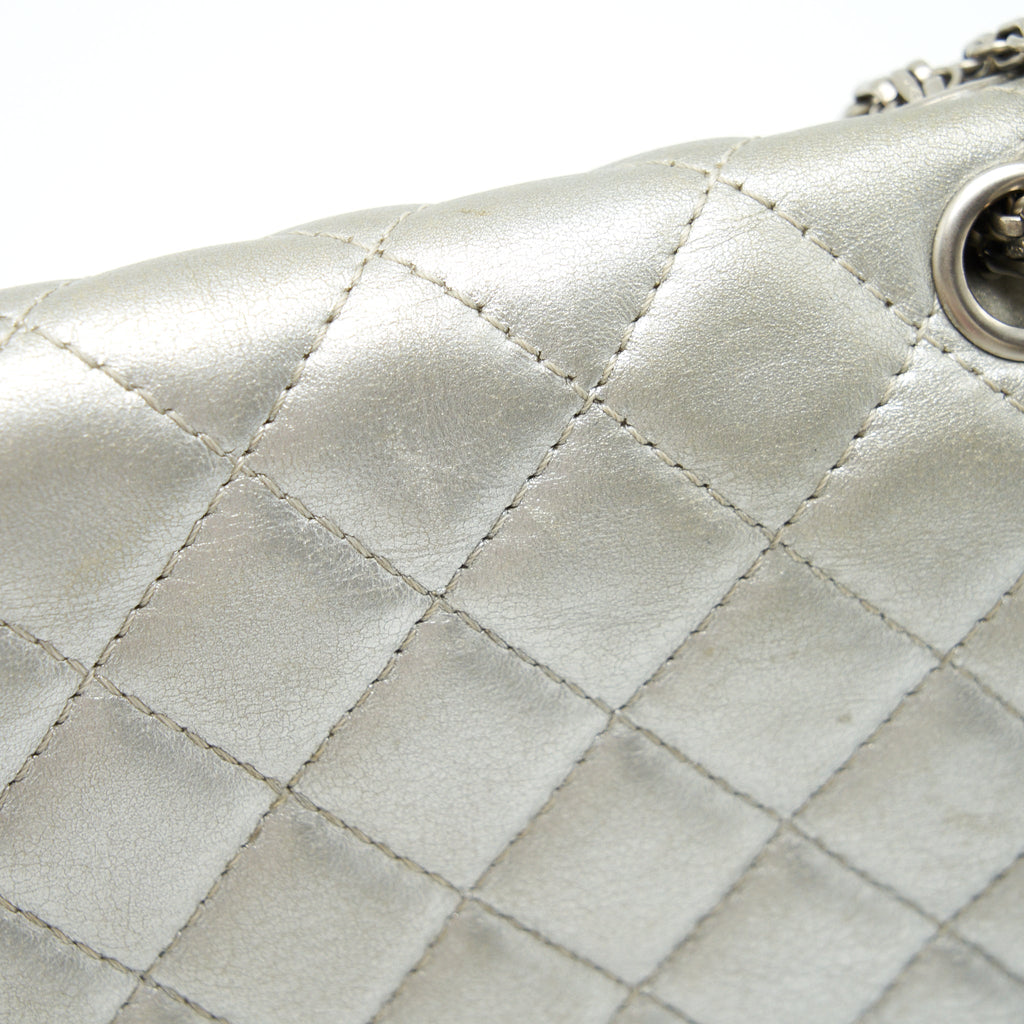 CHANEL REISSUE 2.55 226 DOUBLE FLAP BAG LAMBSKIN SILVER SHW