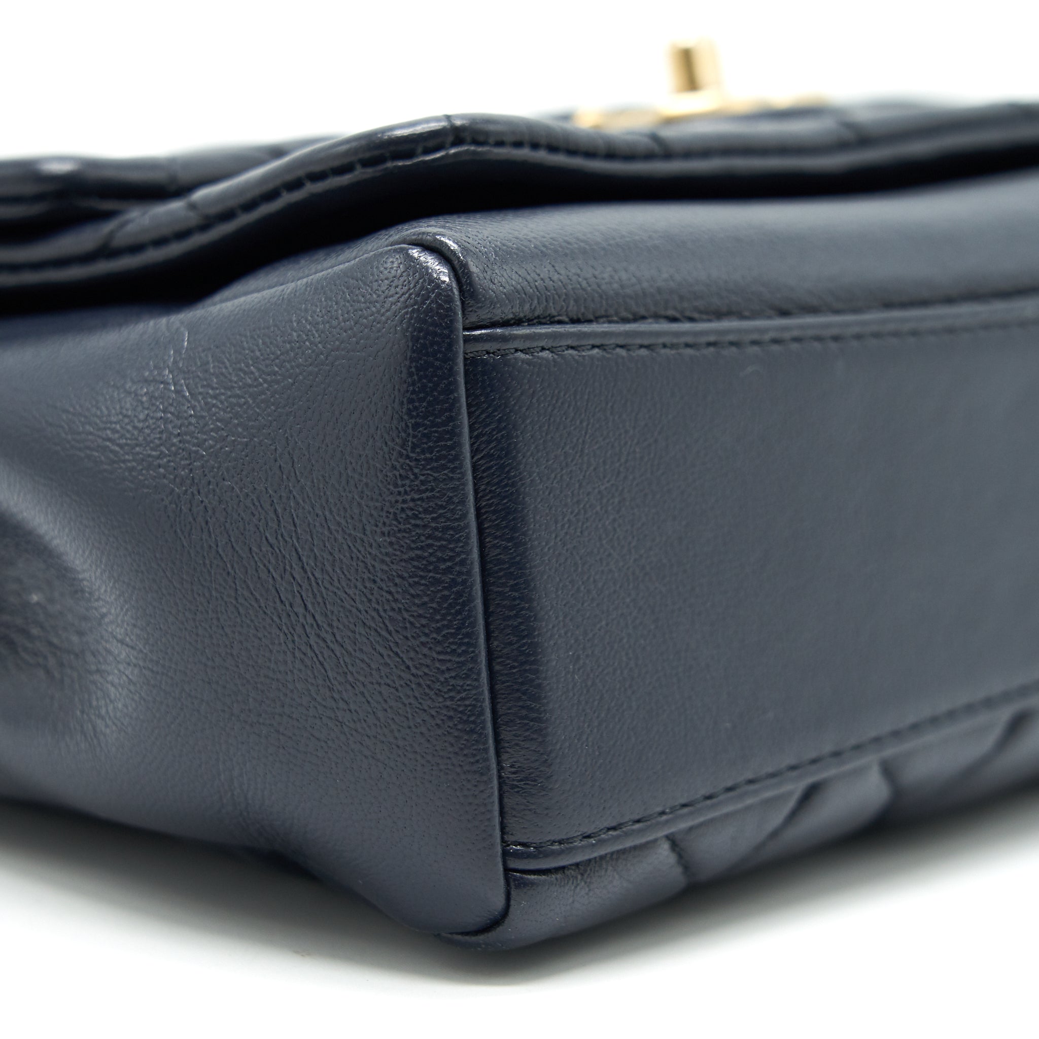 CHANEL QUILTED FLAP BAG NAVY WITH BRUSHED GHW