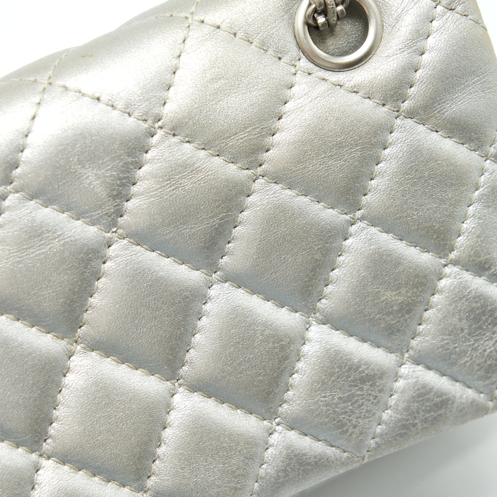 CHANEL REISSUE 2.55 226 DOUBLE FLAP BAG LAMBSKIN SILVER SHW