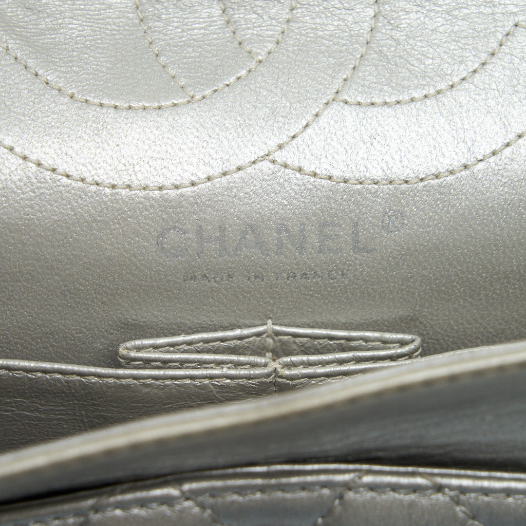 CHANEL REISSUE 2.55 226 DOUBLE FLAP BAG LAMBSKIN SILVER SHW