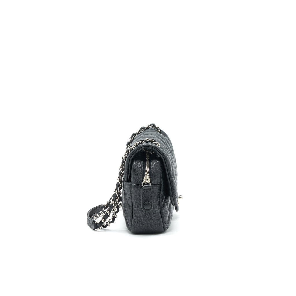 CHANEL FLAP BAG WITH INNER ZIPPER CAVIAR BLACK SHW