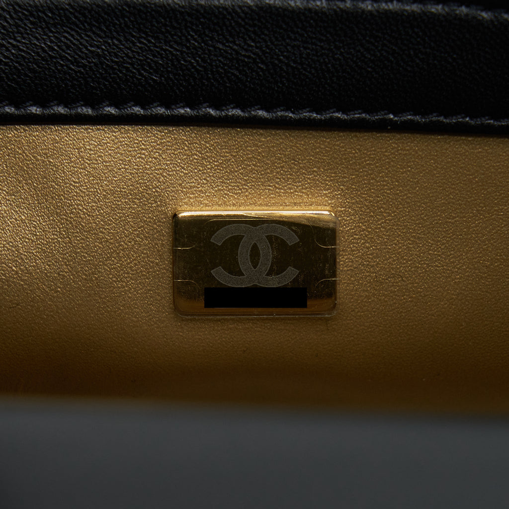 CHANEL PEARL CRUSH MINI SQUARE LAMBSKIN BLACK BRUSHED GHW