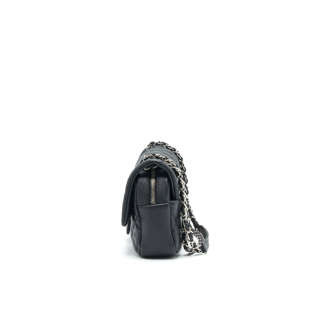 CHANEL FLAP BAG WITH INNER ZIPPER CAVIAR BLACK SHW