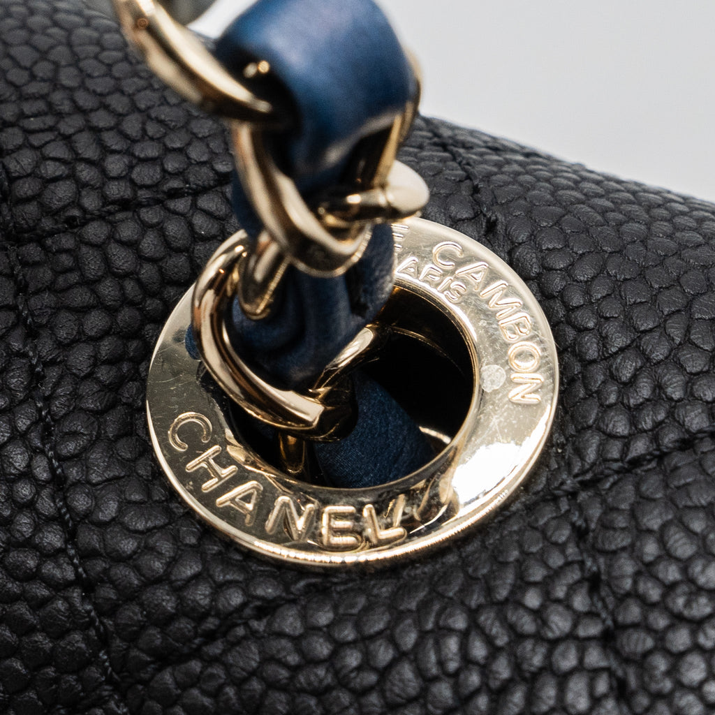 CHANEL FLAP BAG WITH HANDLE CAVIAR BLACK/MULTICOLOUR LGHW