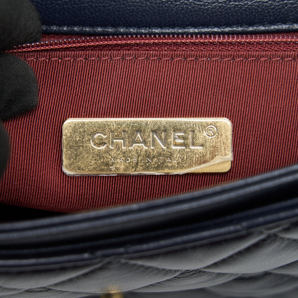 CHANEL QUILTED FLAP BAG NAVY WITH BRUSHED GHW