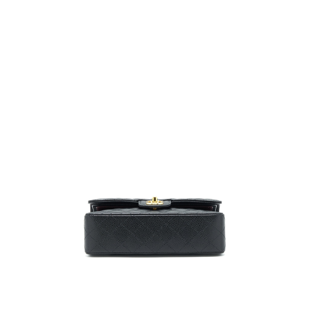 CHANEL 22C CAVIAR SMALL CLASSIC DOUBLE FLAP BAG BLACK GHW