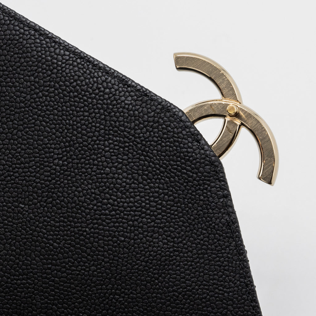 CHANEL FLAP BAG WITH HANDLE CAVIAR BLACK/MULTICOLOUR LGHW