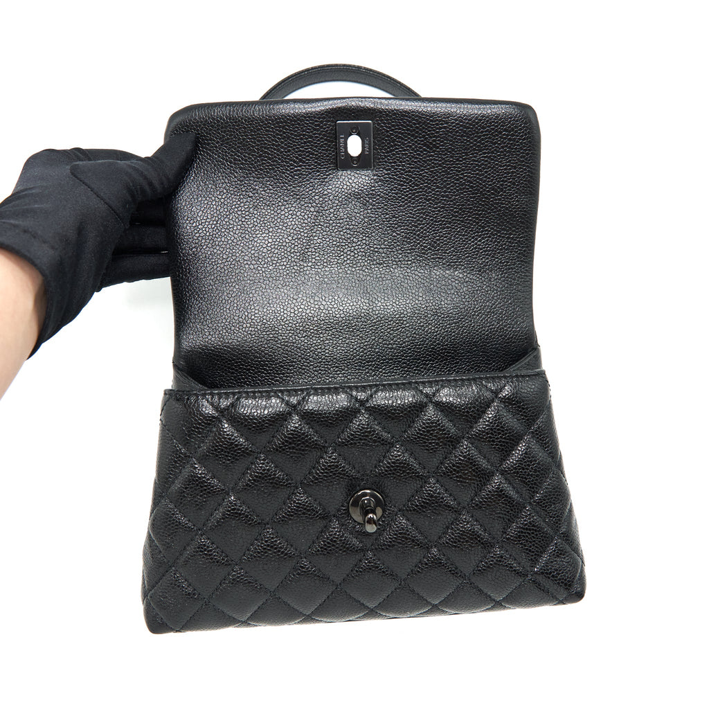 CHANEL SMALL COCO HANDLE CAVIAR SO BLACK WITH BLACK HARDWARE