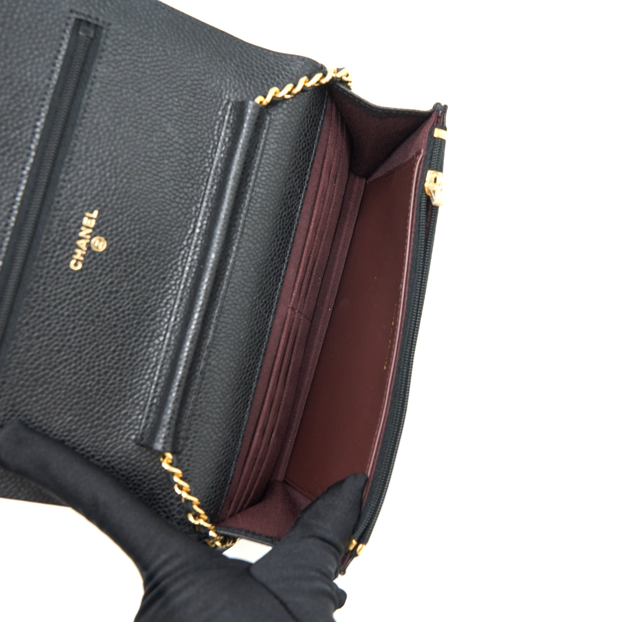 CHANEL CLASSIC WALLET ON CHAIN CAVIAR BLACK GHW