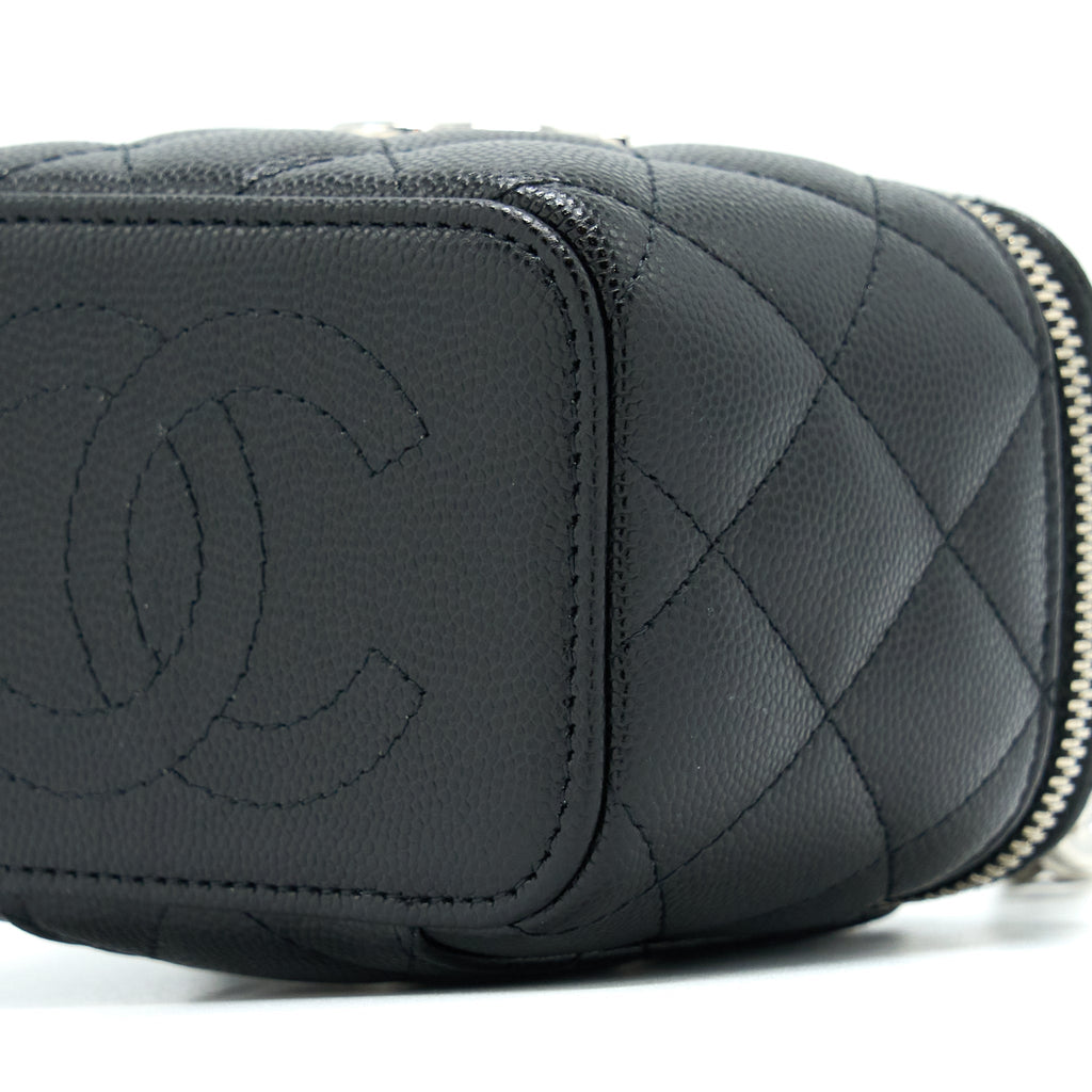 CHANEL MINI VANITY WITH GIANT CHAIN CAVIAR BLACK SHW