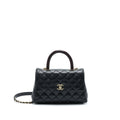 CHANEL SMALL COCO HANDLE 24CM CAVIAR BLACK LGHW EMBOSSED HANDLE (MICROCHIP)