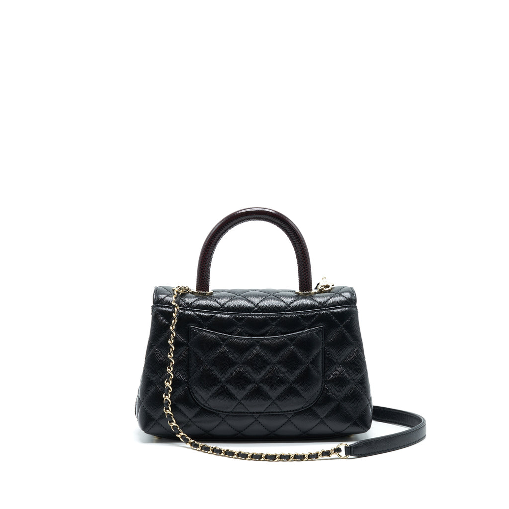CHANEL SMALL COCO HANDLE 24CM CAVIAR BLACK LGHW EMBOSSED HANDLE (MICROCHIP)