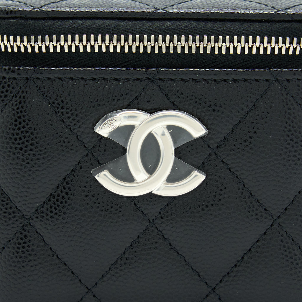 CHANEL MINI VANITY WITH GIANT CHAIN CAVIAR BLACK SHW
