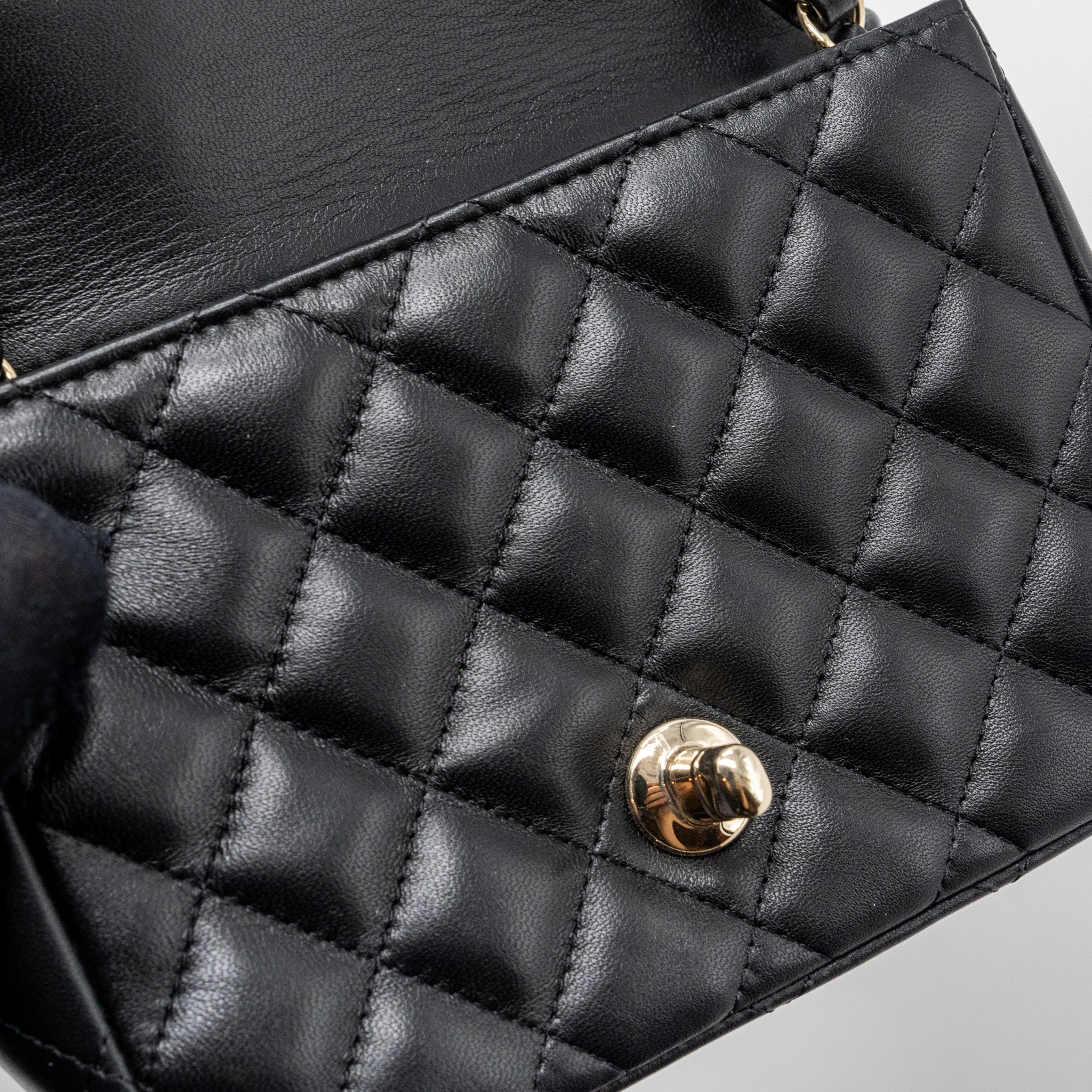 CHANEL CLASSIC MINI SQUARE FLAP BAG LAMBSKIN BLACK LGHW
