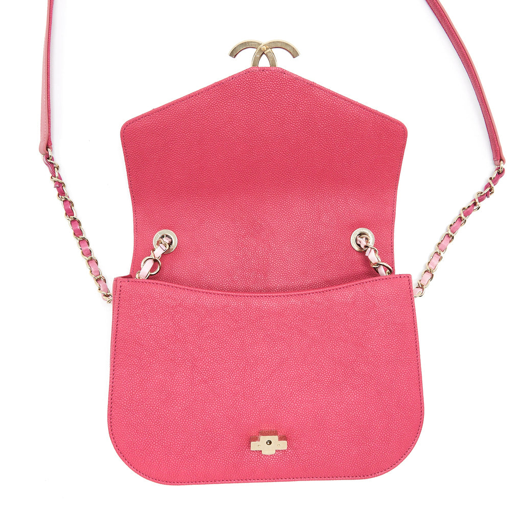 CHANEL SEASONAL MESSENGER CROSSBODY BAG CAVIAR PINK LGHW