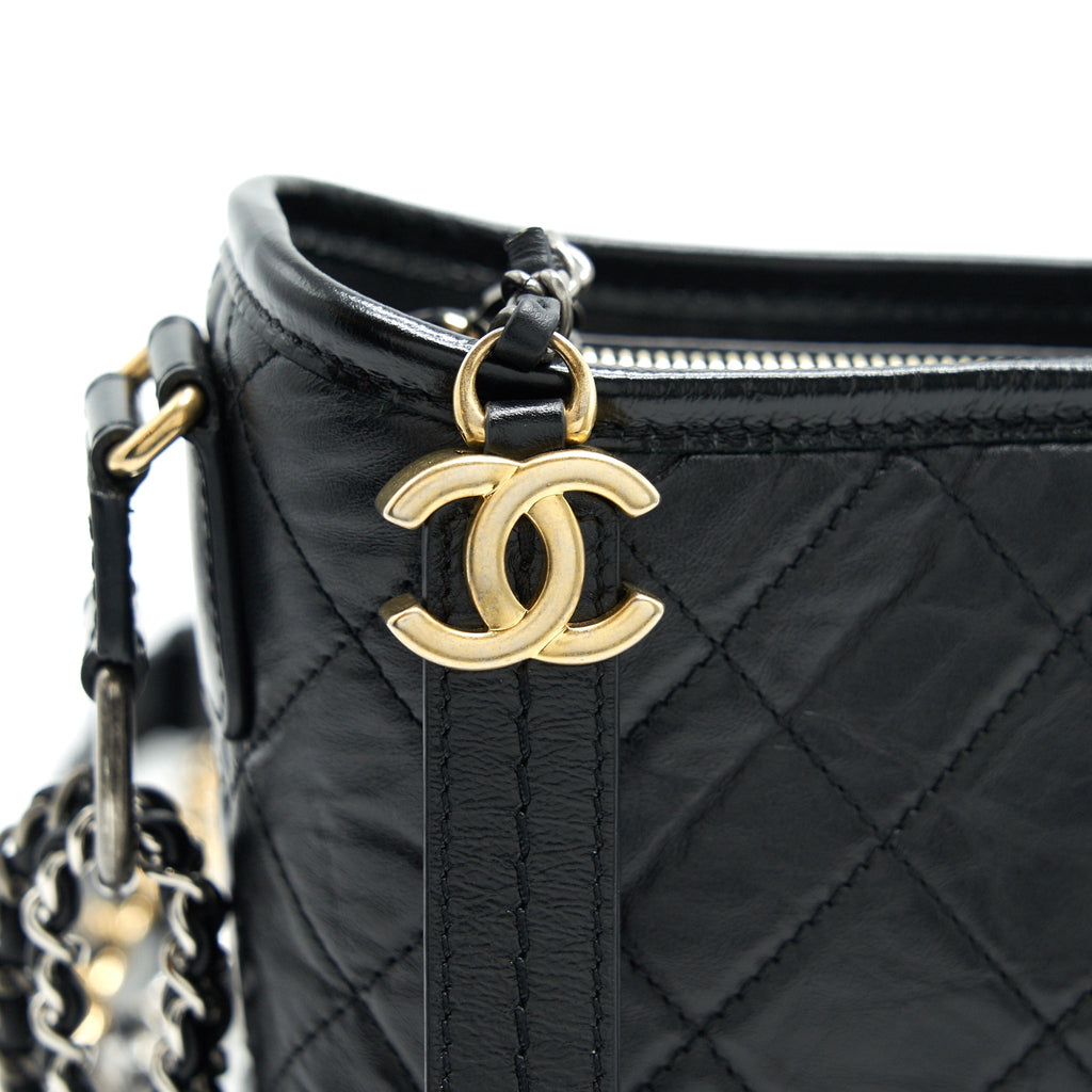 CHANEL SMALL GABRIELLE HOBO BAG BLACK SERIAL 26