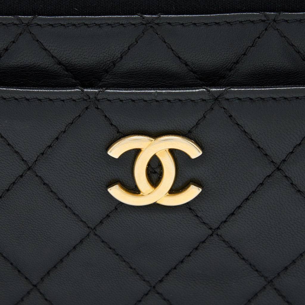 CHANEL CAMERA BAG LEATHER/ CANVAS BLACK GHW
