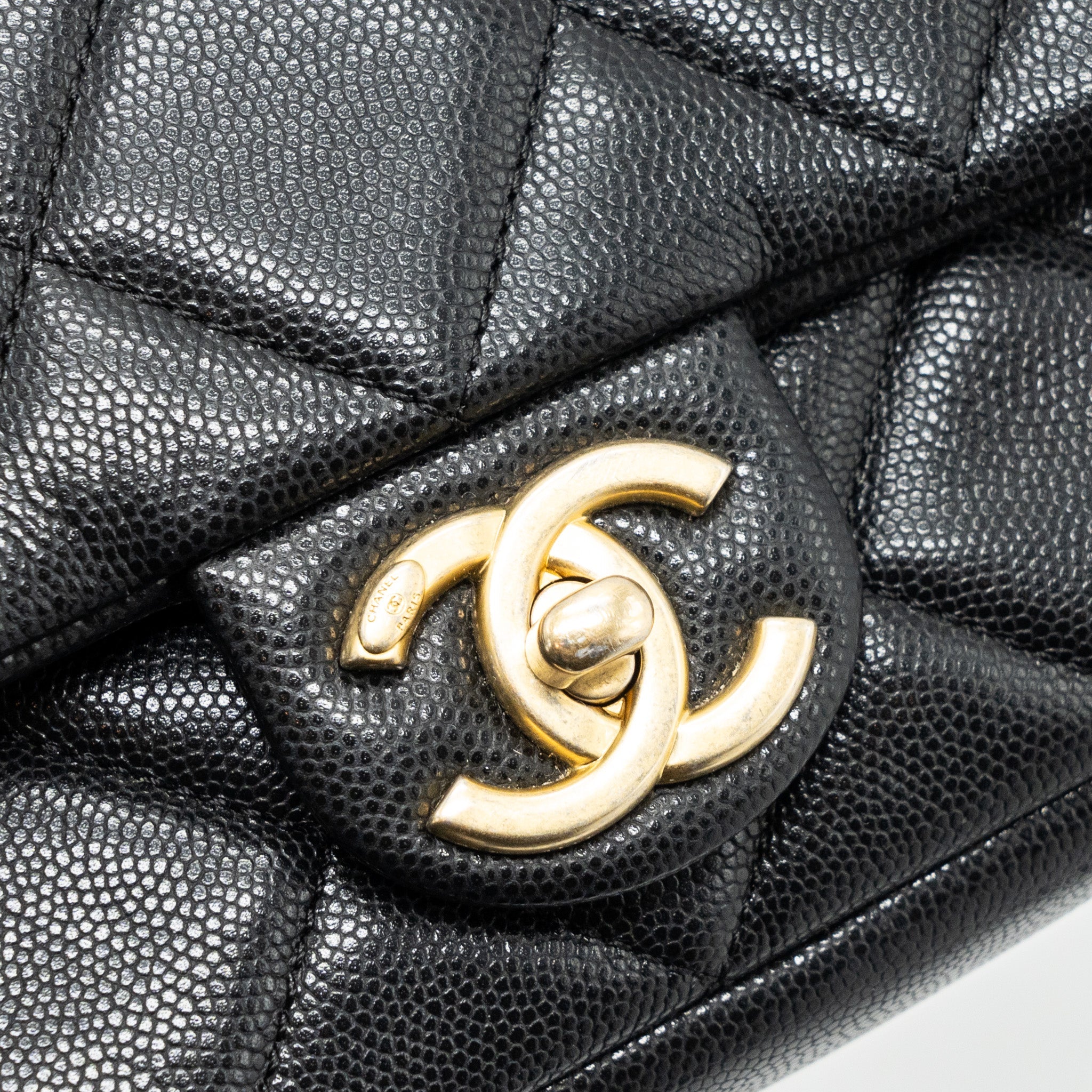 CHANEL MINI TWIST YOUR BUTTON FLAP BAG CAVIAR BLACK GHW(MICROCHIP)