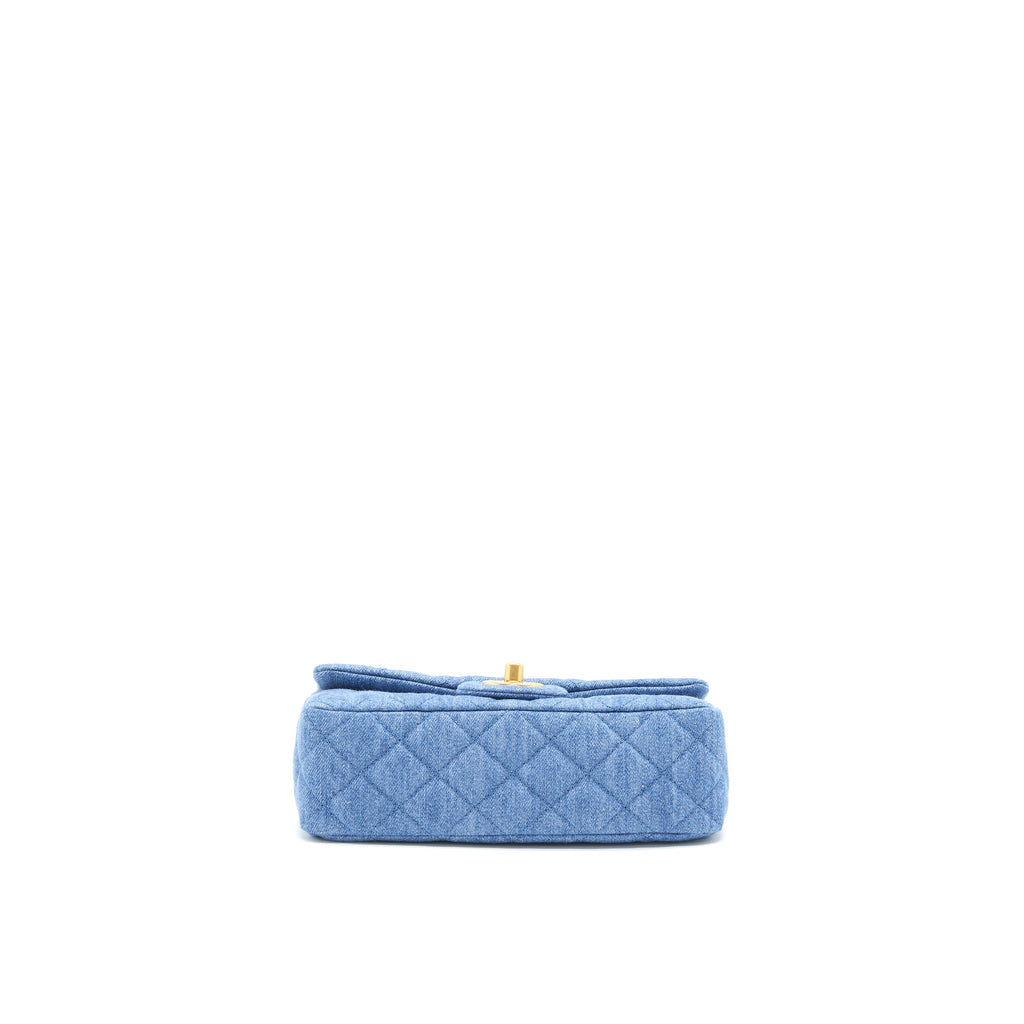 CHANEL PEARL CRUSH MINI RECTANGULAR FLAP BAG DENIM BLUE GHW (MICROCHIP)