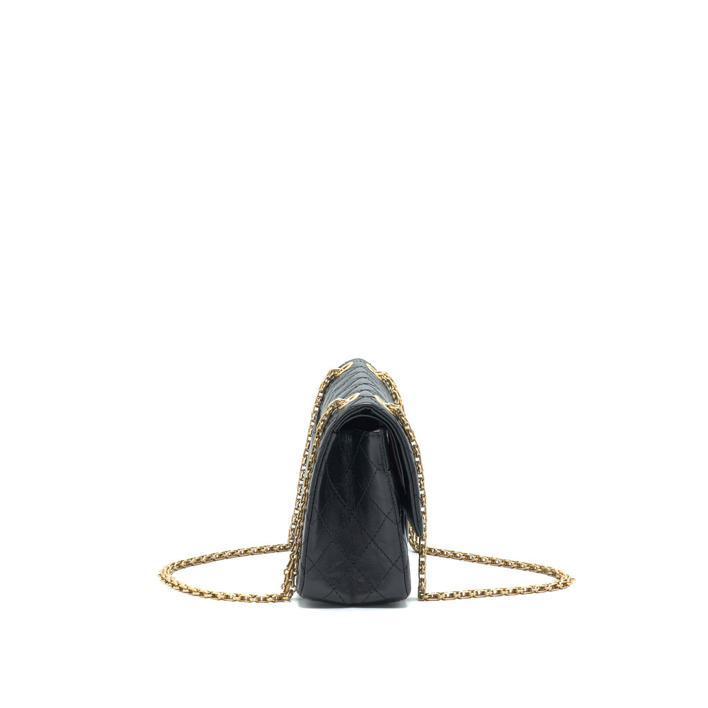 CHANEL SMALL REISSUE 2.55 FLAP BAG BLACK BRUSHED GHW