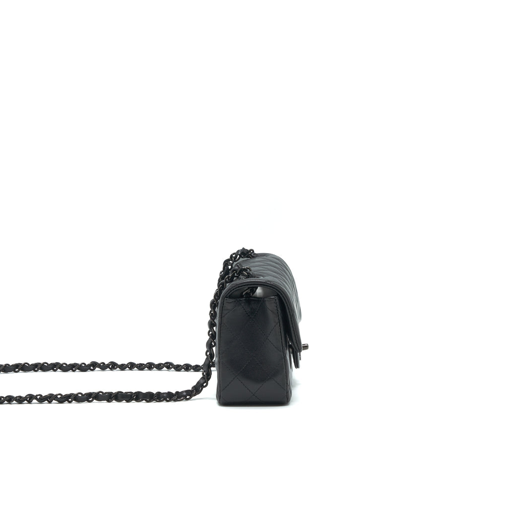 CHANEL MINI RECTANGULAR LAMBSKIN BLACK SO BLACK