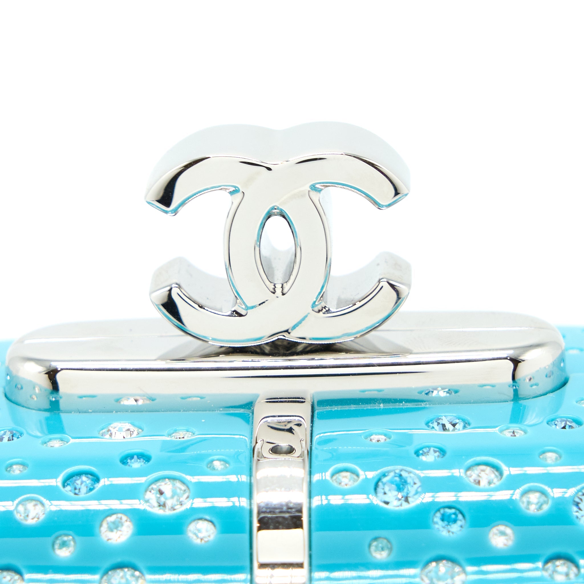 CHANEL 19K SKI GONDOLA EVENING BAG LIGHT BLUE SHW