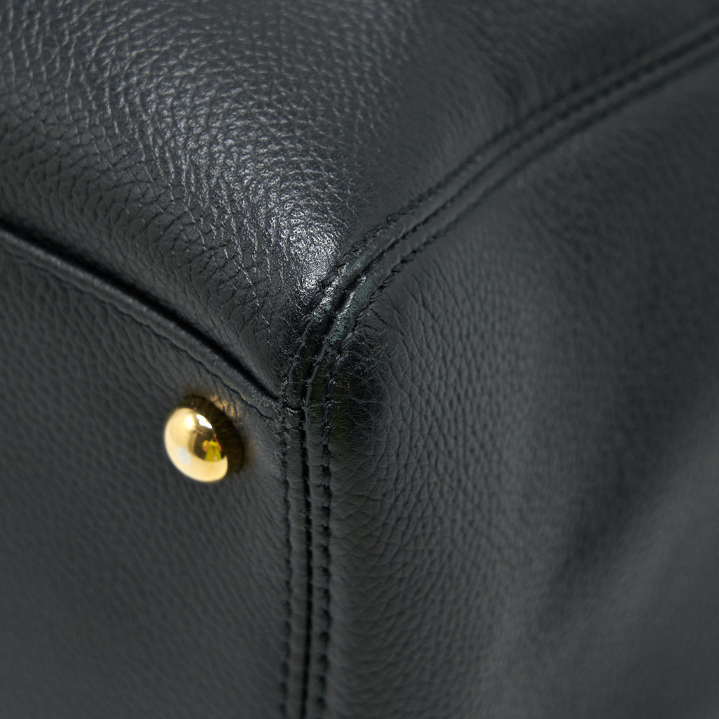 CHANEL CERF TOTE BAG GRAINED CALFSKIN BLACK GHW