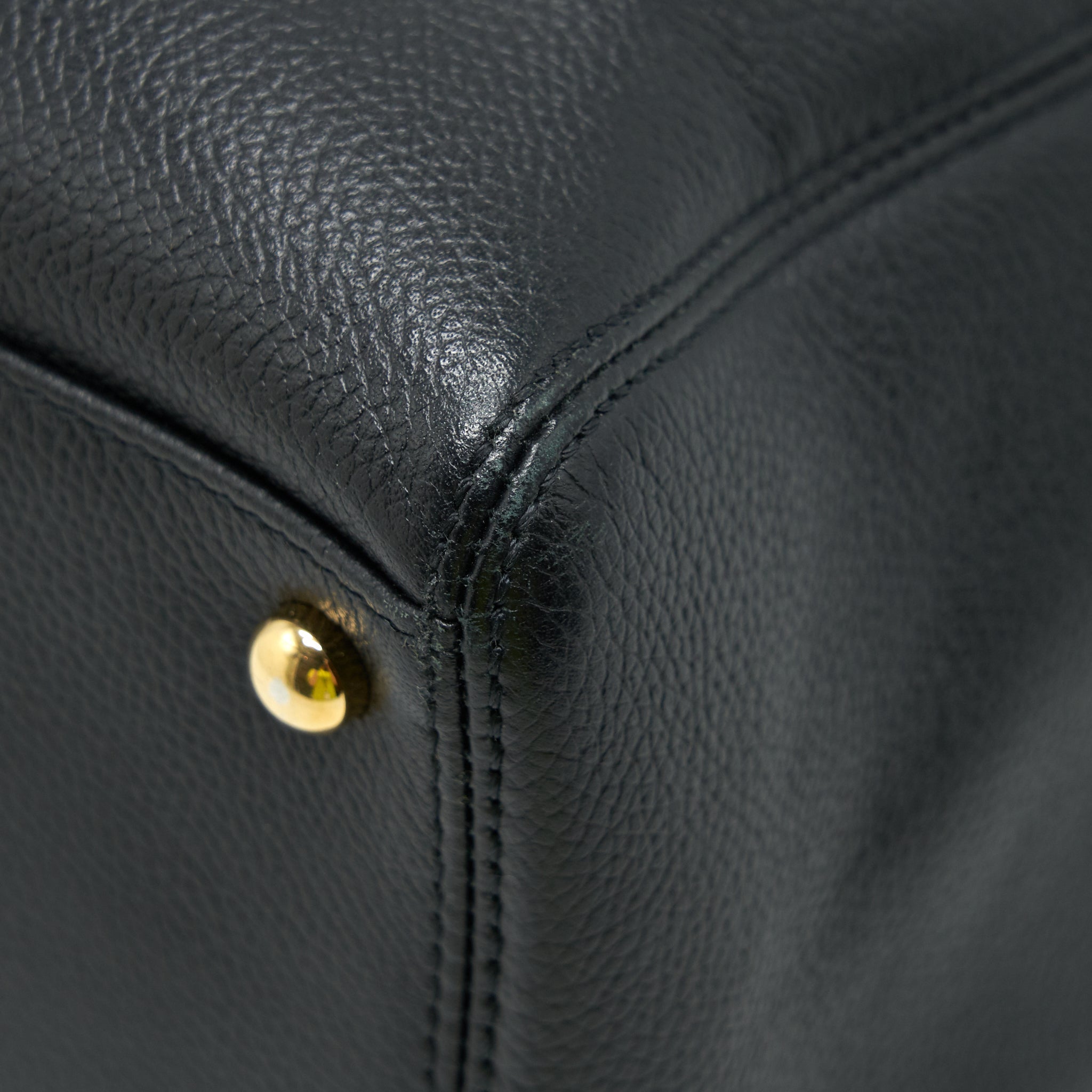 CHANEL CERF TOTE BAG GRAINED CALFSKIN BLACK GHW