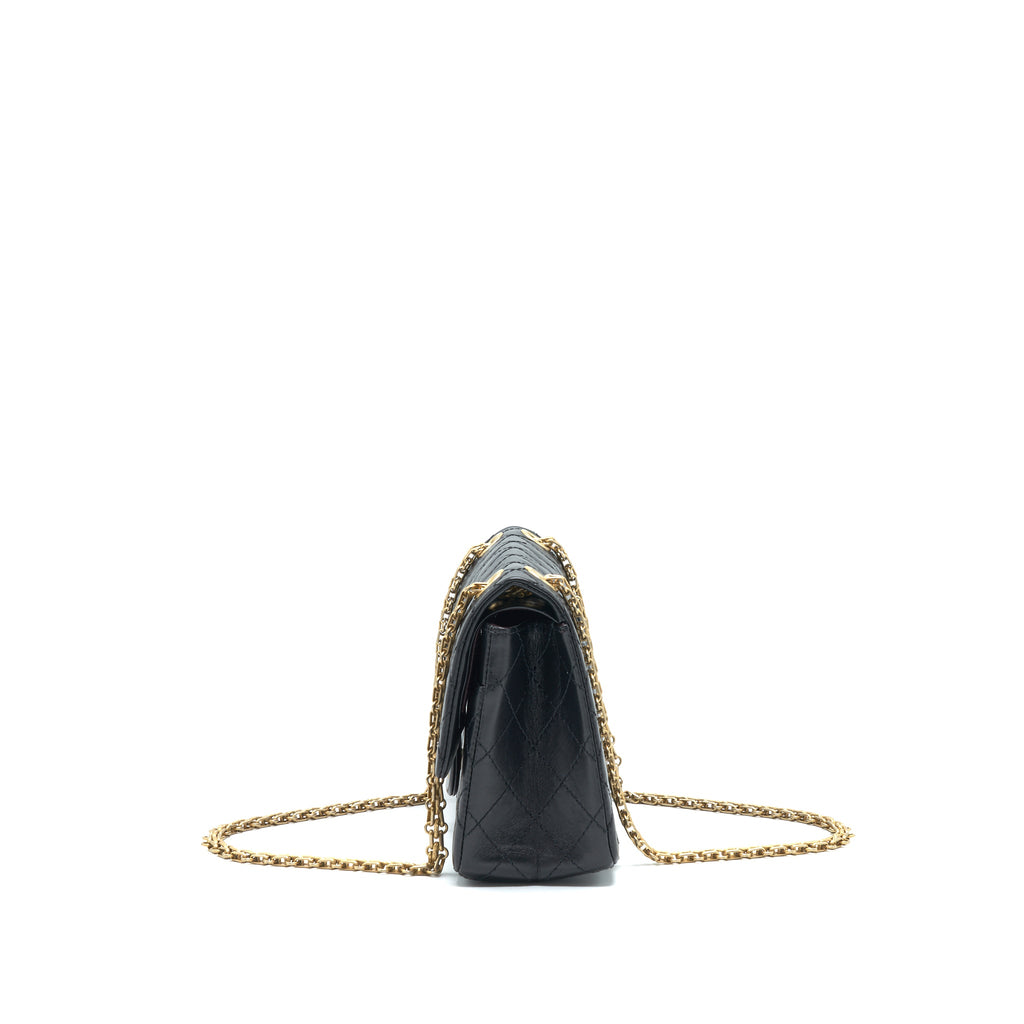 CHANEL SMALL REISSUE 2.55 FLAP BAG BLACK BRUSHED GHW