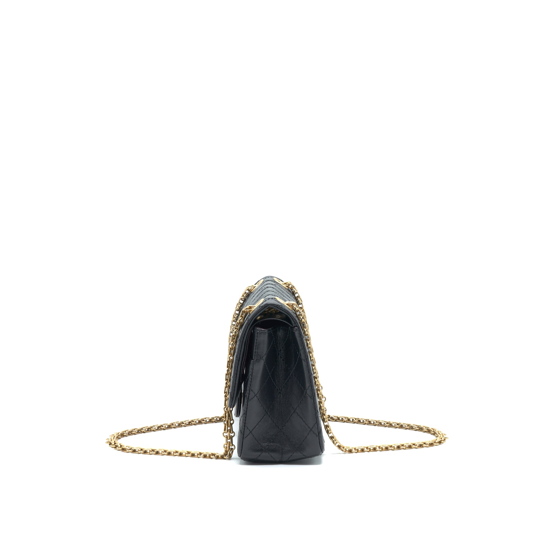 CHANEL SMALL REISSUE 2.55 FLAP BAG BLACK BRUSHED GHW