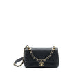 CHANEL CAVIAR QUILTED FLAP BAG WITH HANDLE AND CHAIN BLACK LGHW