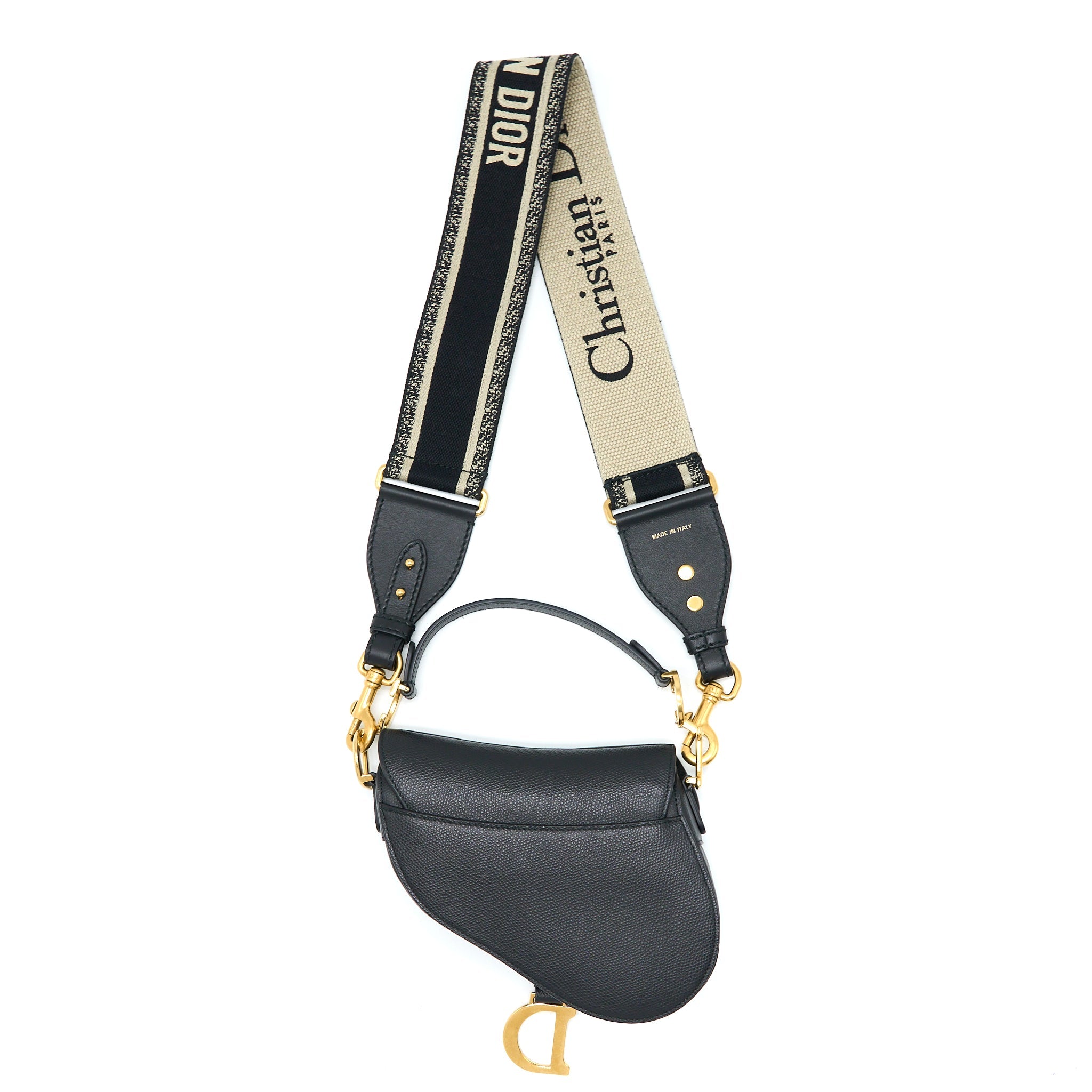 DIOR MINI SADDLE BAG CALFSKIN BLACK GHW