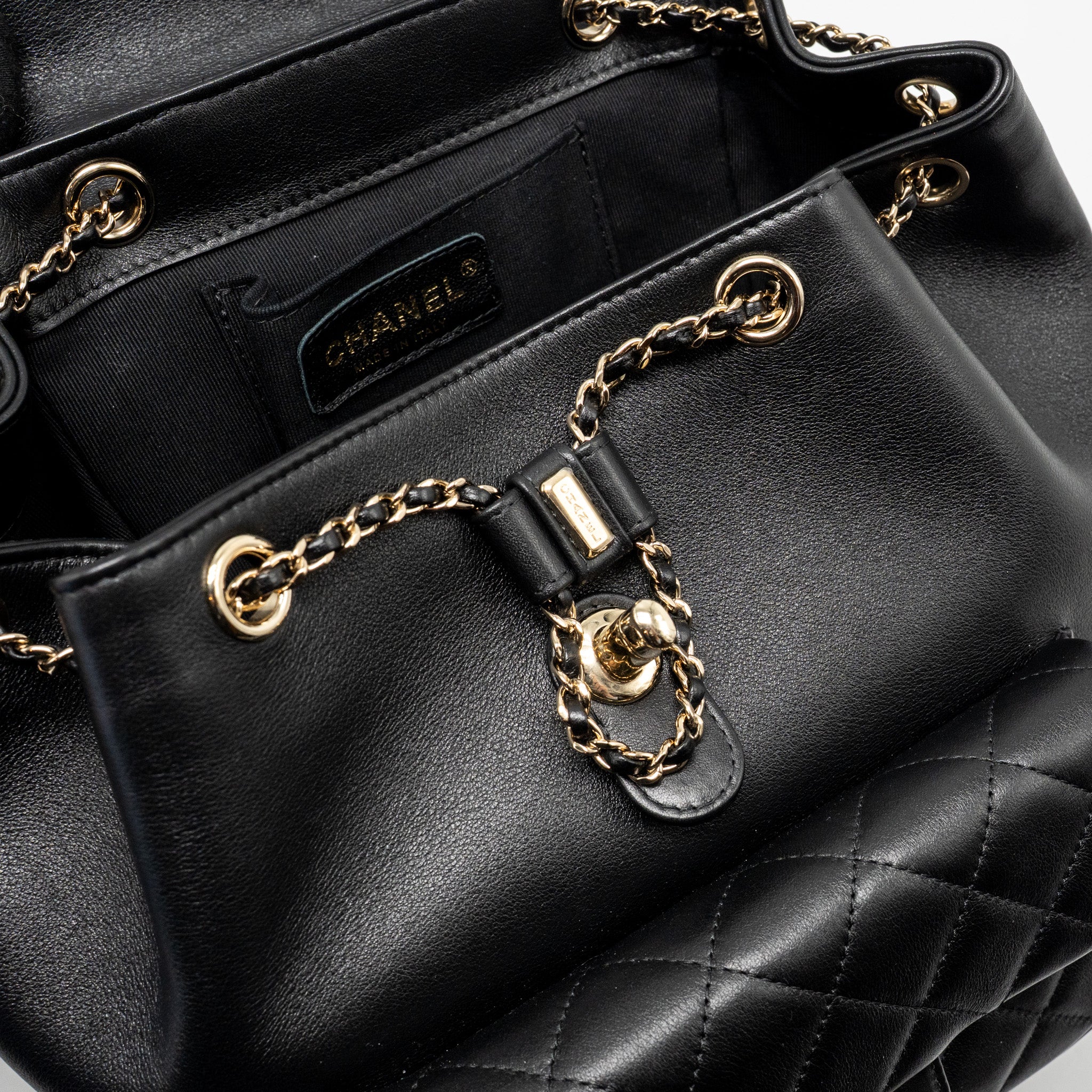 CHANEL LARGE DUMA BACKPACK CALFSKIN BLACK LGHW (MICROCHIP)