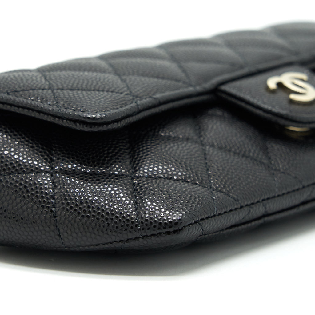 CHANEL GLASSES CASE WITH CHAIN CAVIAR BLACK LGHW