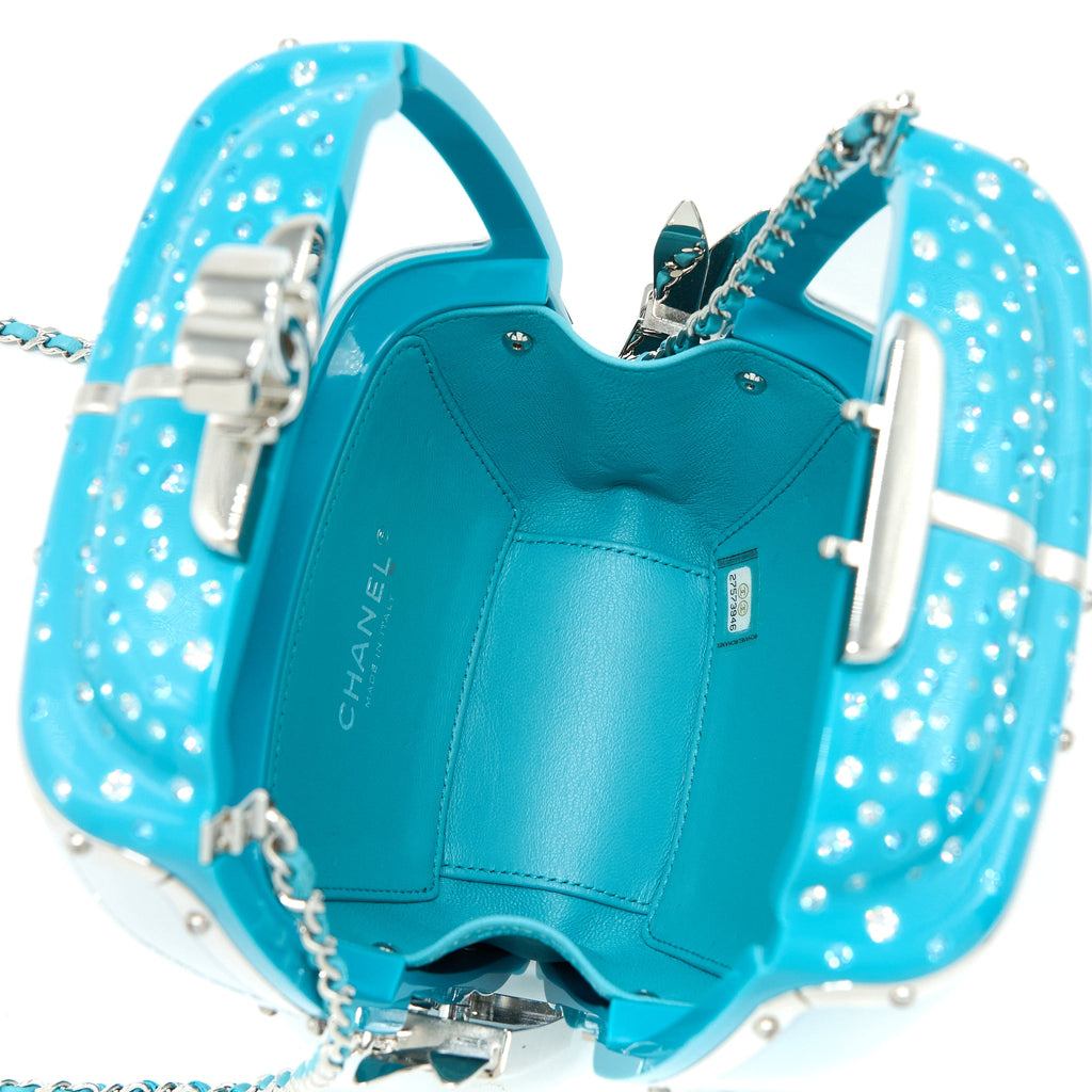 CHANEL 19K SKI GONDOLA EVENING BAG LIGHT BLUE SHW