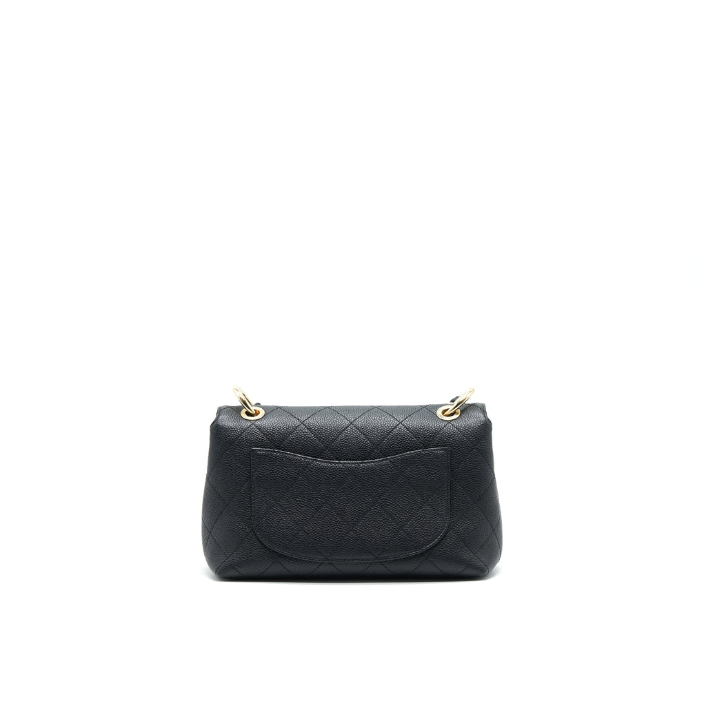 CHANEL CAVIAR QUILTED FLAP BAG WITH HANDLE AND CHAIN BLACK LGHW