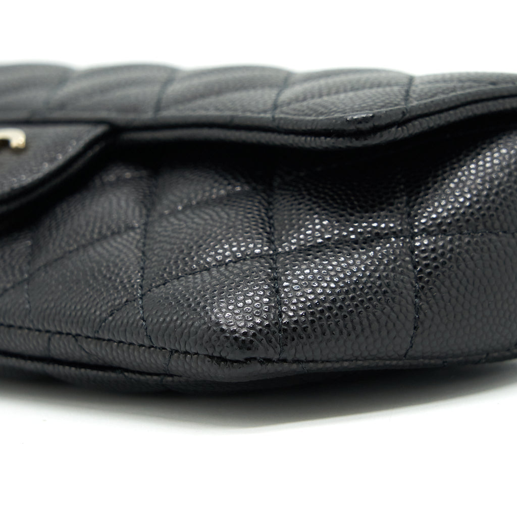 CHANEL GLASSES CASE WITH CHAIN CAVIAR BLACK LGHW