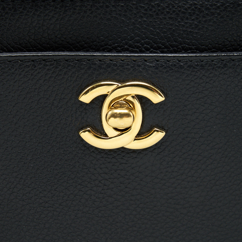 CHANEL CERF TOTE BAG GRAINED CALFSKIN BLACK GHW