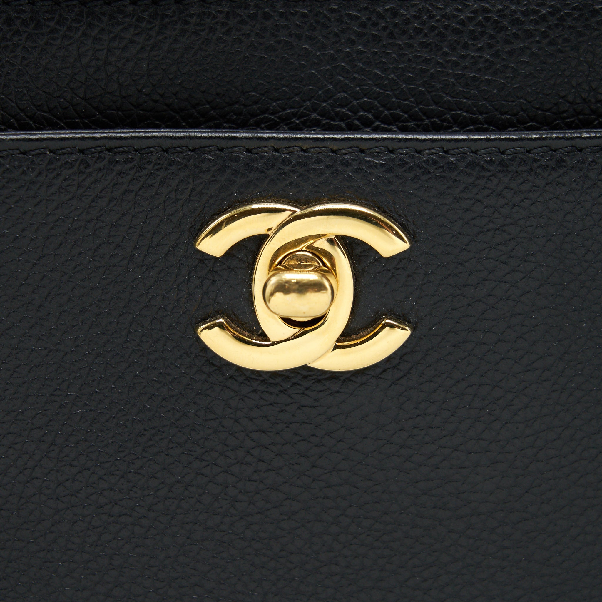CHANEL CERF TOTE BAG GRAINED CALFSKIN BLACK GHW